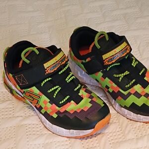 Skechers Kids Mega-Craft Black and Green Sneakers